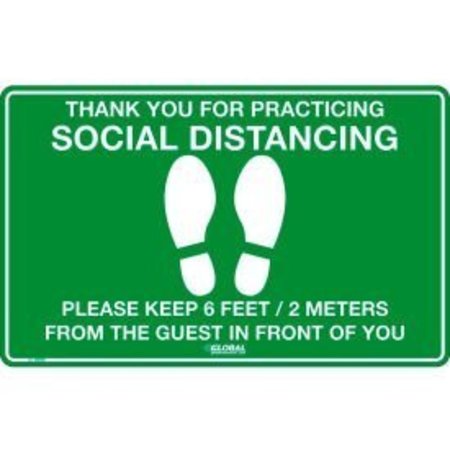 NMC GEC&#8482; Green Social Distancing Floor Sign , 16" W x 10" H, Vinyl Adhesive CU-398980